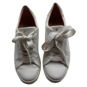 KATE SPADE Angelise White Gold Leather Lace Up Low Top Sneakers Size 8B